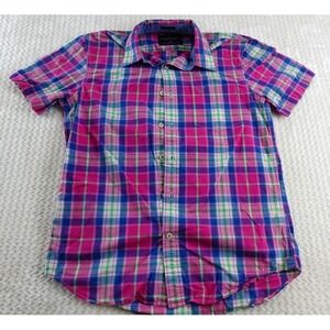 American Eagle Men's Vintage Fit S/S Button Down Rainbow Colors Shirt - Small